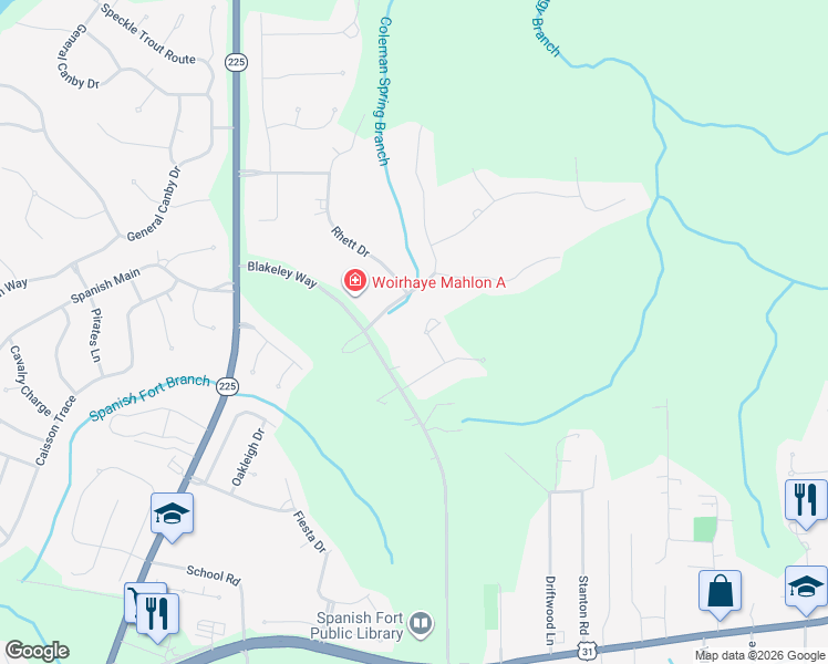 map of restaurants, bars, coffee shops, grocery stores, and more near 31490 Tara Boulevard West in Spanish Fort