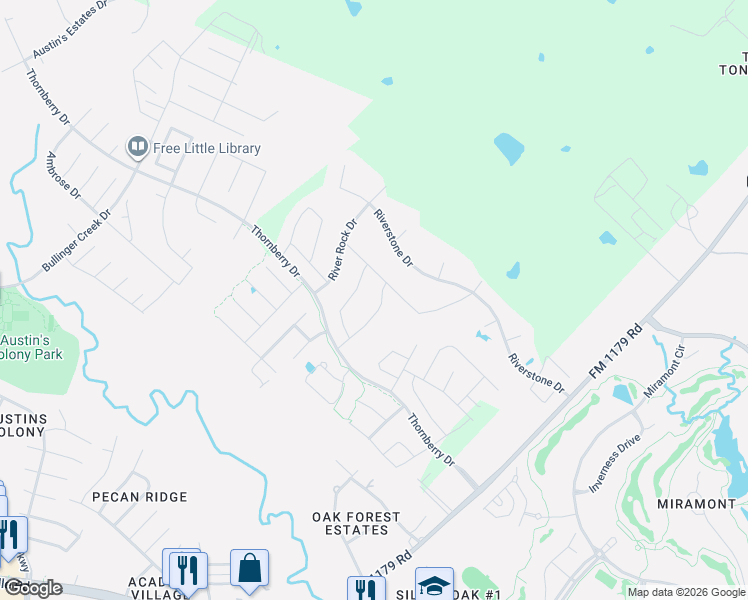 map of restaurants, bars, coffee shops, grocery stores, and more near 3336 Fiddlers Green in Bryan