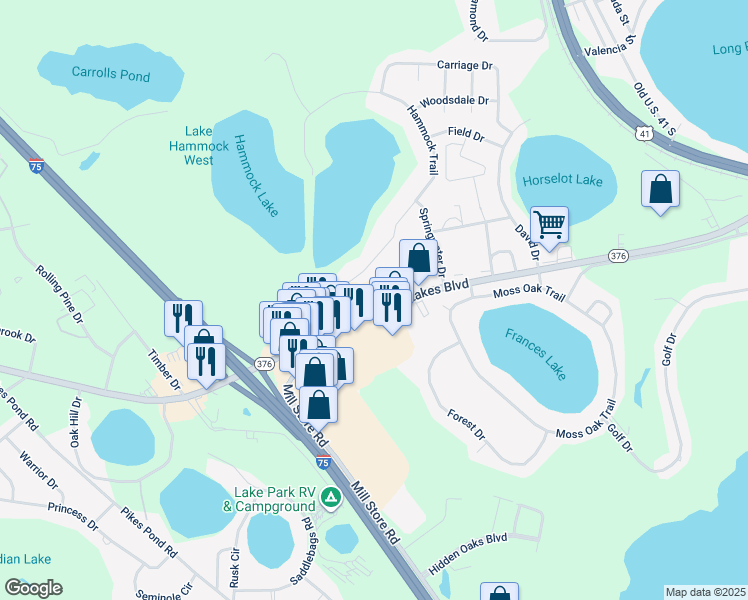 map of restaurants, bars, coffee shops, grocery stores, and more near 1015 Lakes Boulevard in Lake Park