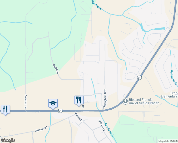 map of restaurants, bars, coffee shops, grocery stores, and more near 11701 Collins Lane in Spanish Fort
