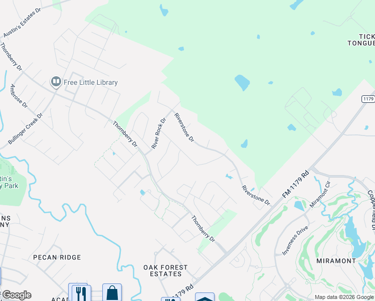 map of restaurants, bars, coffee shops, grocery stores, and more near 3336 Fiddlers Green in Bryan