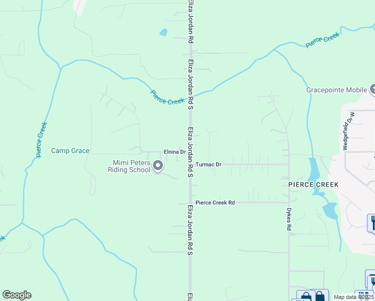 map of restaurants, bars, coffee shops, grocery stores, and more near 257-399 Eliza Jordan Rd in Mobile