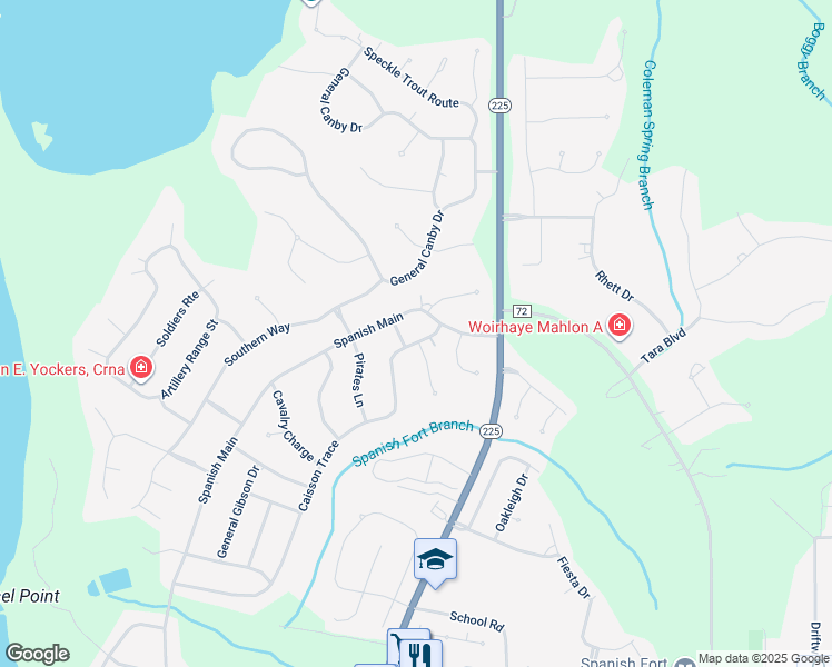 map of restaurants, bars, coffee shops, grocery stores, and more near 641a Spanish Main Street in Spanish Fort