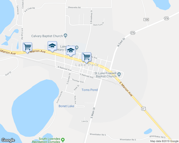 map of restaurants, bars, coffee shops, grocery stores, and more near 100 North Essa Street in Lake Park