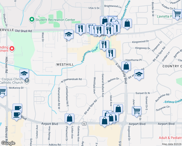 map of restaurants, bars, coffee shops, grocery stores, and more near 198 Long Street in Mobile