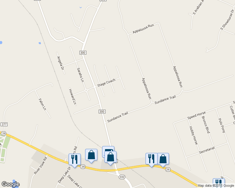 map of restaurants, bars, coffee shops, grocery stores, and more near 109 South Buckboard in Liberty Hill