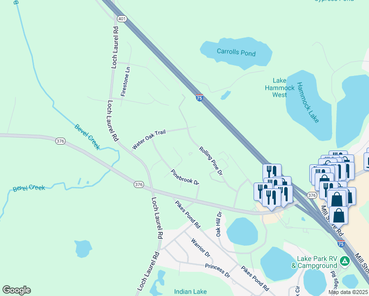 map of restaurants, bars, coffee shops, grocery stores, and more near 4650 Rolling Pine Drive in Lake Park