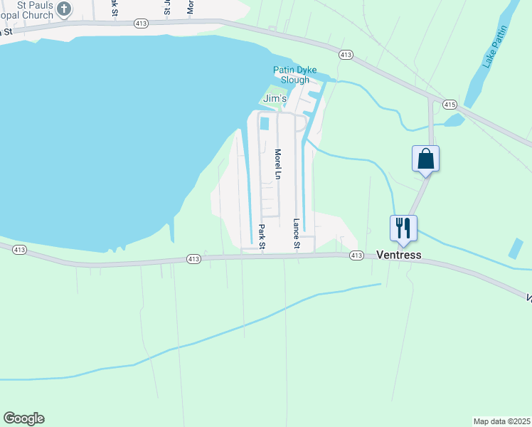 map of restaurants, bars, coffee shops, grocery stores, and more near 7690 Park Street in Ventress