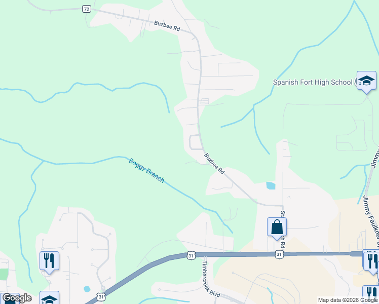 map of restaurants, bars, coffee shops, grocery stores, and more near 31521 Heidelbrook Loop in Spanish Fort