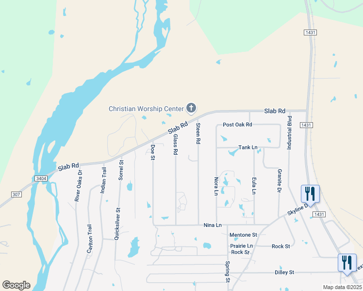 map of restaurants, bars, coffee shops, grocery stores, and more near 1315 Glass Road in Kingsland