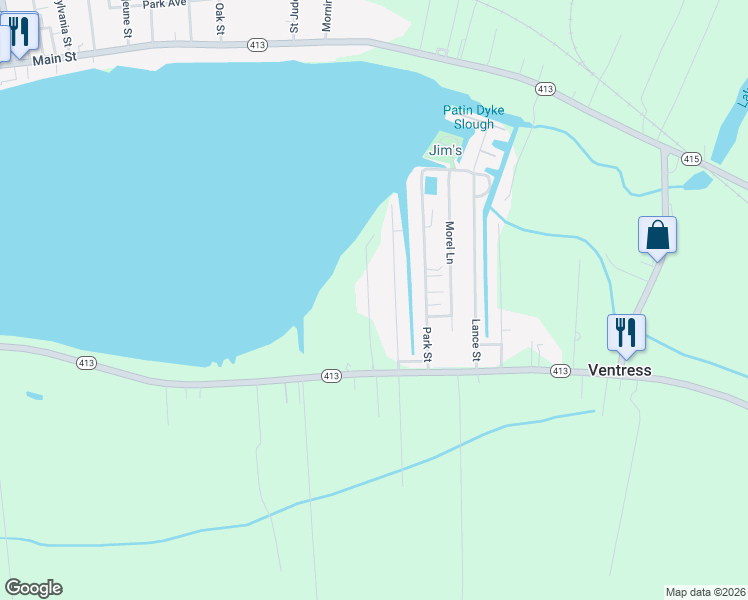 map of restaurants, bars, coffee shops, grocery stores, and more near 10763 Island Road in Ventress