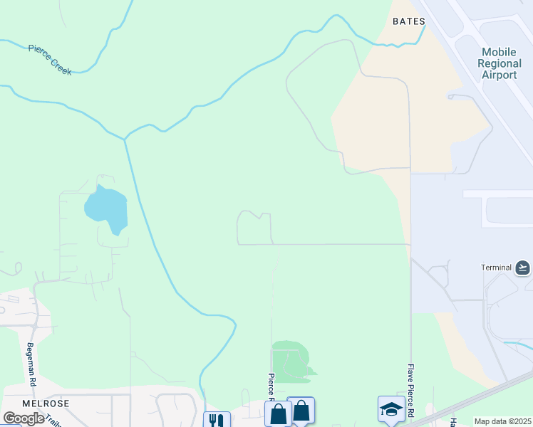 map of restaurants, bars, coffee shops, grocery stores, and more near Unnamed Rd in Mobile