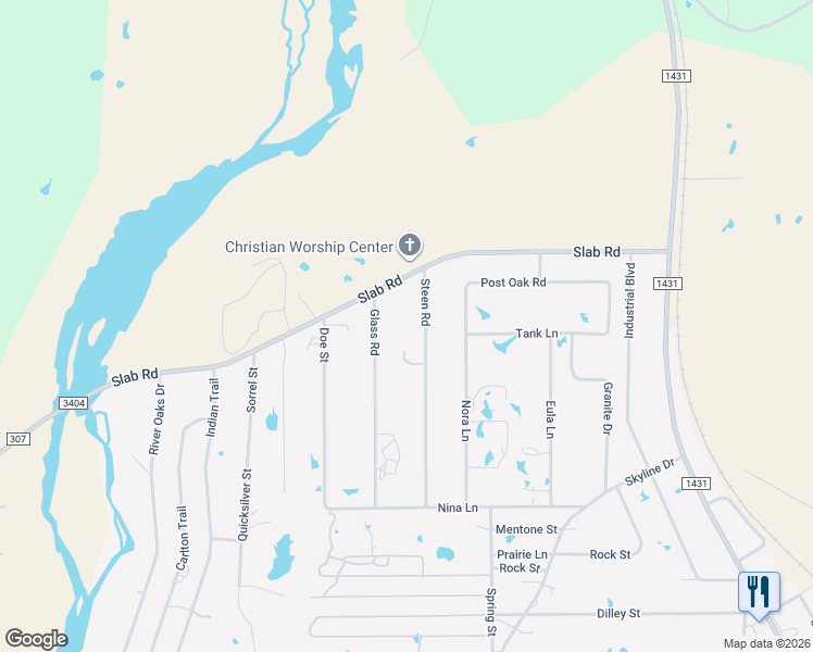 map of restaurants, bars, coffee shops, grocery stores, and more near 1326 Steen Road in Kingsland