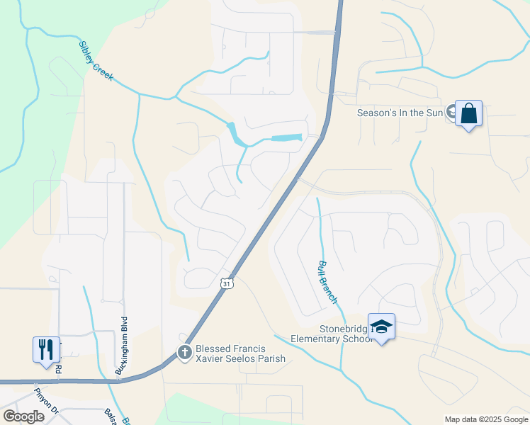 map of restaurants, bars, coffee shops, grocery stores, and more near 31626 Dewpoint Lane in Spanish Fort