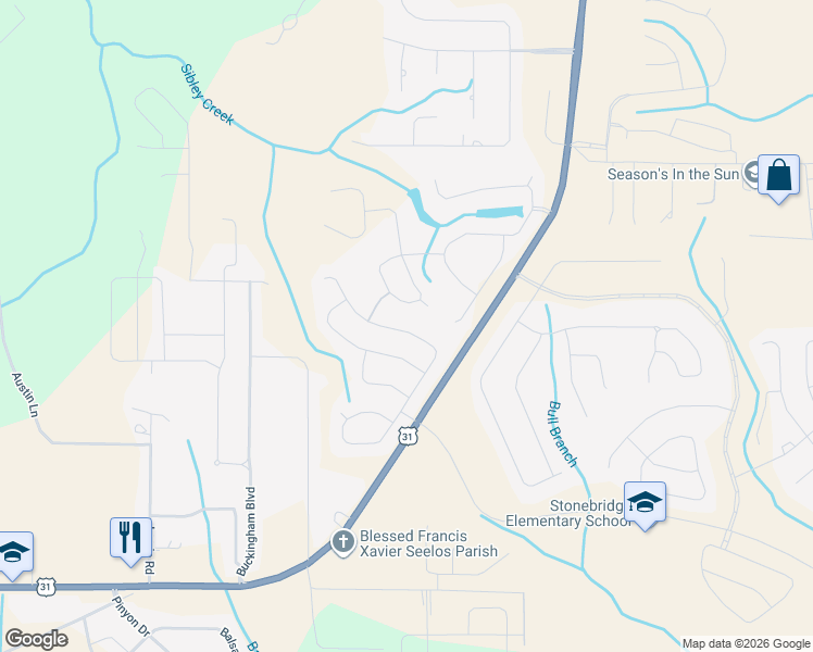 map of restaurants, bars, coffee shops, grocery stores, and more near 12490 Squirrel Drive in Spanish Fort