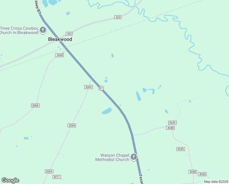 map of restaurants, bars, coffee shops, grocery stores, and more near 12585 State Highway 87 in Kirbyville