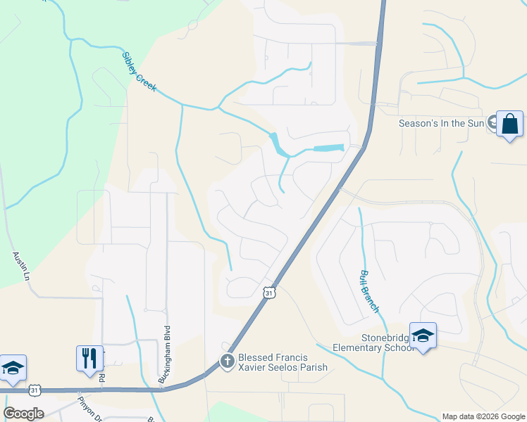map of restaurants, bars, coffee shops, grocery stores, and more near 12472 Squirrel Drive in Spanish Fort