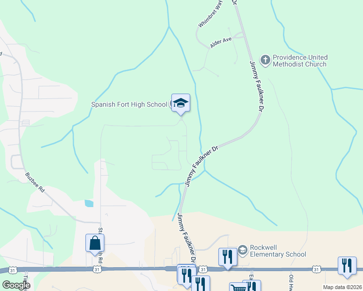 map of restaurants, bars, coffee shops, grocery stores, and more near 31611 Plaza De Toros Drive in Spanish Fort