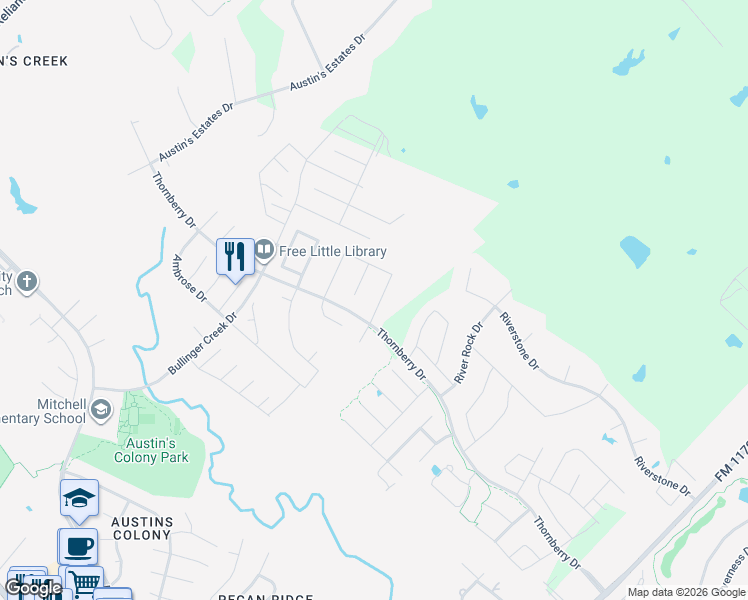 map of restaurants, bars, coffee shops, grocery stores, and more near 3000 Embers Loop in Bryan