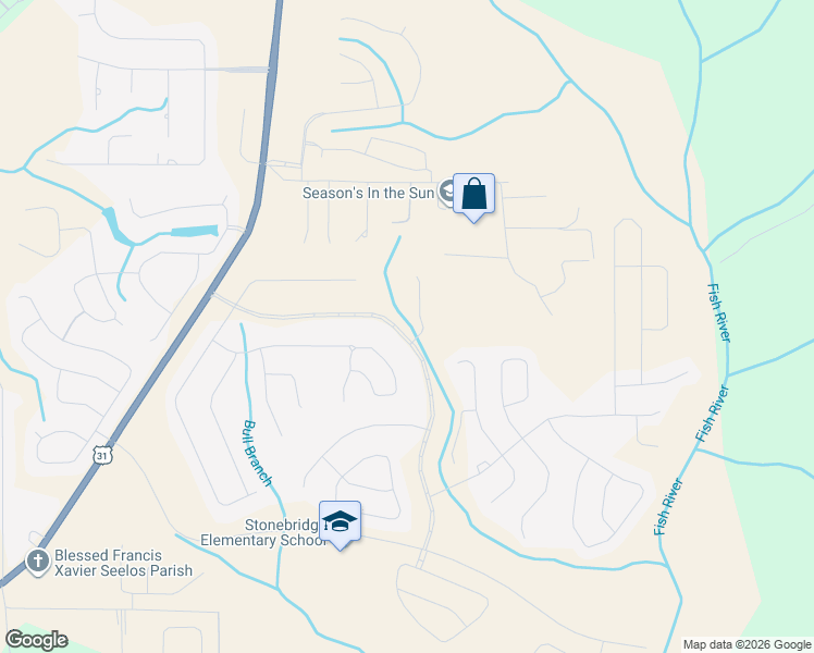 map of restaurants, bars, coffee shops, grocery stores, and more near Raven Court in Spanish Fort