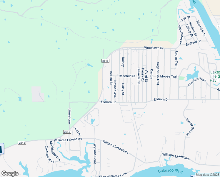 map of restaurants, bars, coffee shops, grocery stores, and more near 3420 Ranch Road 2545 in Kingsland