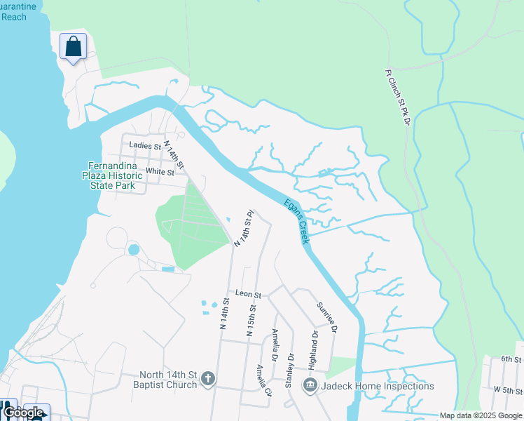 map of restaurants, bars, coffee shops, grocery stores, and more near 1409 Highland Drive in Fernandina Beach