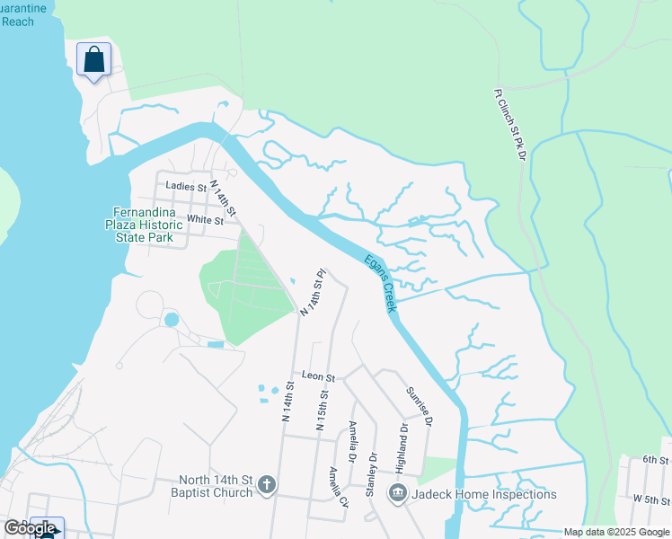 map of restaurants, bars, coffee shops, grocery stores, and more near 1409 Highland Drive in Fernandina Beach