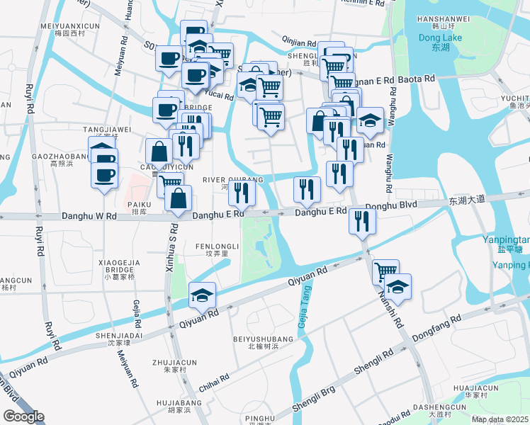 map of restaurants, bars, coffee shops, grocery stores, and more near Dang Hu Dong Lu in Jia Xing Shi