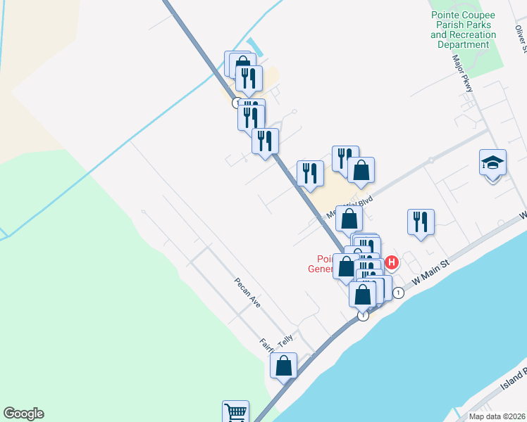 map of restaurants, bars, coffee shops, grocery stores, and more near 64 Jackson Square in New Roads