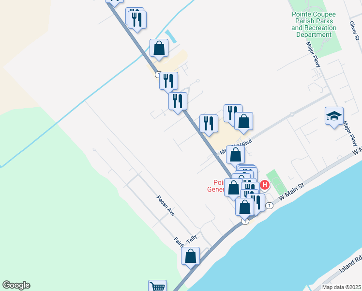 map of restaurants, bars, coffee shops, grocery stores, and more near 54 Jackson Square in New Roads