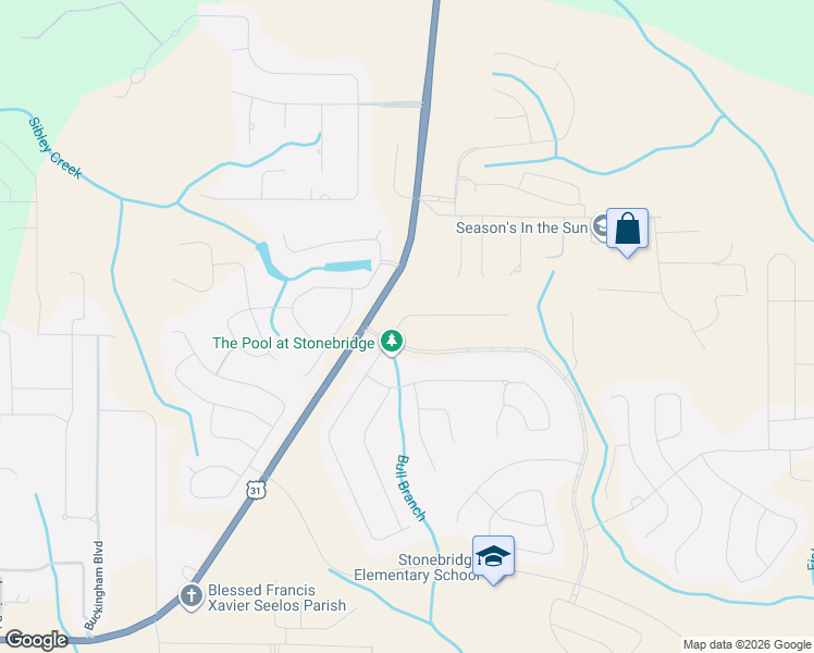 map of restaurants, bars, coffee shops, grocery stores, and more near Spoonbill Road in Spanish Fort