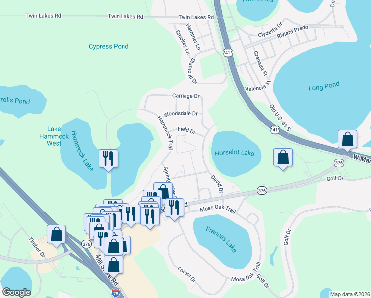 map of restaurants, bars, coffee shops, grocery stores, and more near 763 Johnston Way in Lake Park