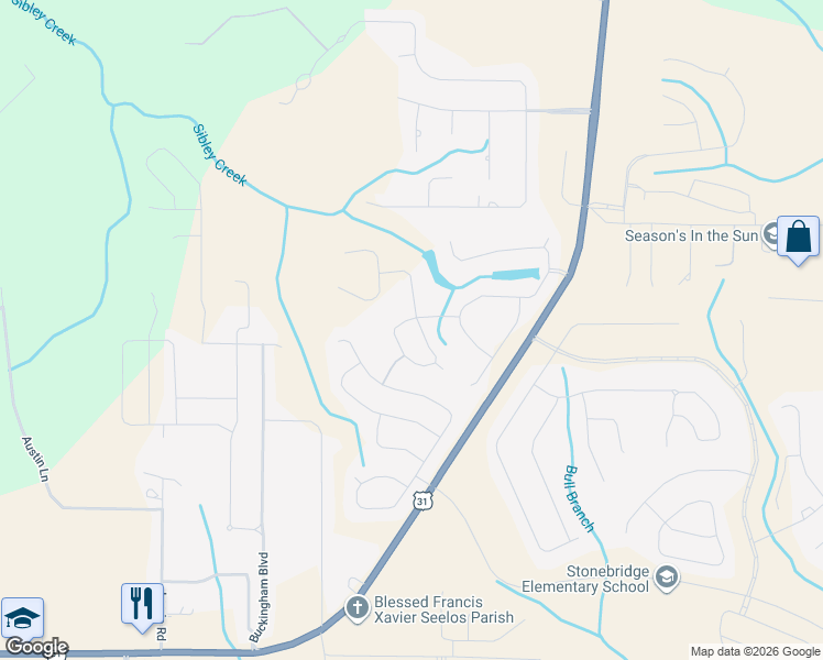 map of restaurants, bars, coffee shops, grocery stores, and more near 12490 Squirrel Drive in Spanish Fort