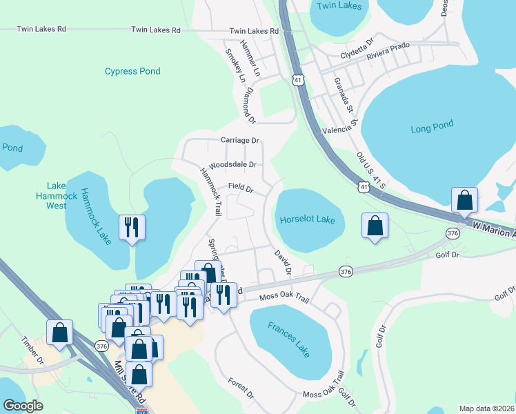 map of restaurants, bars, coffee shops, grocery stores, and more near 5216 Field Dr in Lake Park
