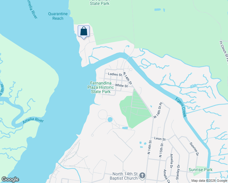map of restaurants, bars, coffee shops, grocery stores, and more near 918 White Street in Fernandina Beach