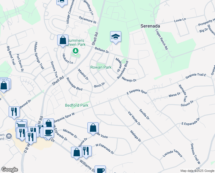map of restaurants, bars, coffee shops, grocery stores, and more near 103 Tascate Street in Georgetown