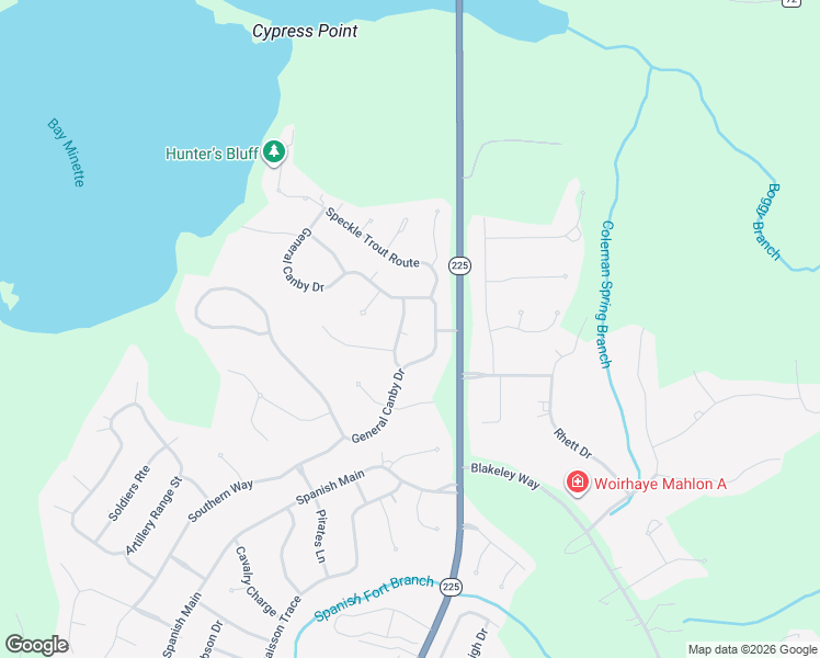 map of restaurants, bars, coffee shops, grocery stores, and more near 6 Admiral Farragut Way in Spanish Fort