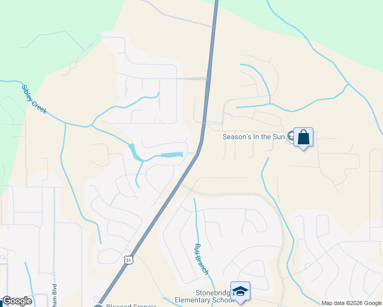 map of restaurants, bars, coffee shops, grocery stores, and more near 32215 U.S. 31 in Spanish Fort