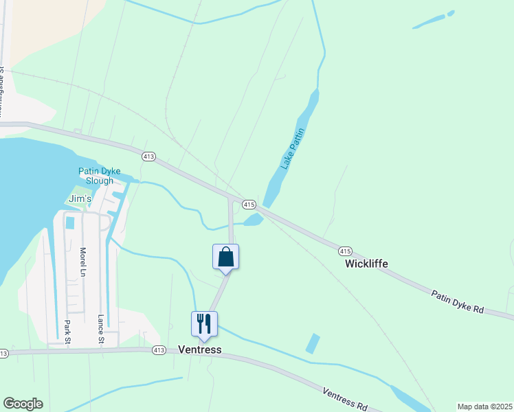 map of restaurants, bars, coffee shops, grocery stores, and more near 12947 Patin Dyke Road in Ventress