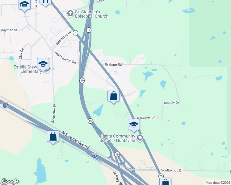 map of restaurants, bars, coffee shops, grocery stores, and more near 3306 Old Houston Rd in Huntsville