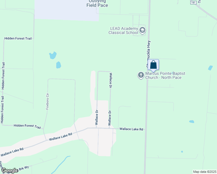 map of restaurants, bars, coffee shops, grocery stores, and more near 7085 Wallace Drive in Pace