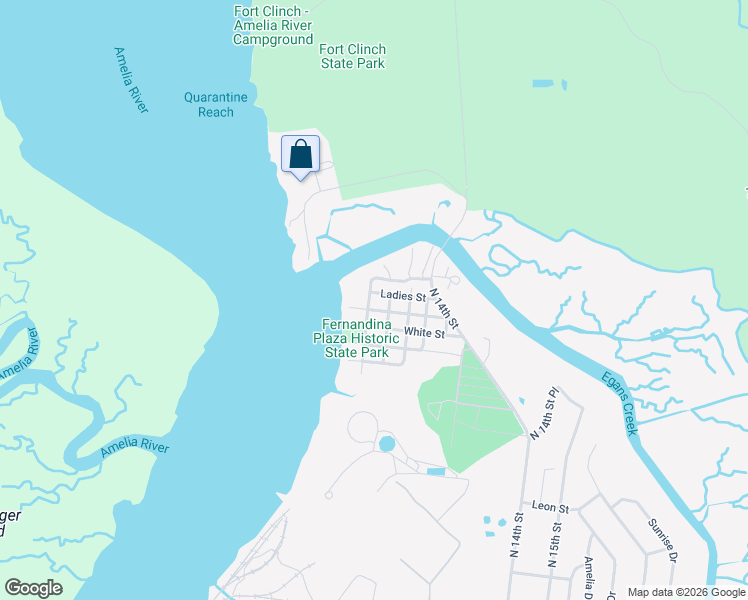 map of restaurants, bars, coffee shops, grocery stores, and more near 412 Estrada Street in Fernandina Beach