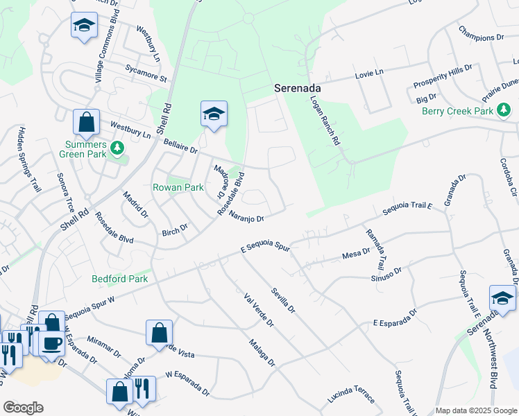 map of restaurants, bars, coffee shops, grocery stores, and more near 344 Beretta Circle in Georgetown