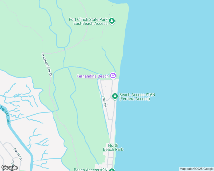 map of restaurants, bars, coffee shops, grocery stores, and more near 1734 Leslie Court in Fernandina Beach