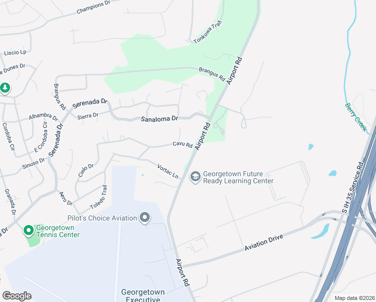 map of restaurants, bars, coffee shops, grocery stores, and more near 5010 Airport Road in Georgetown