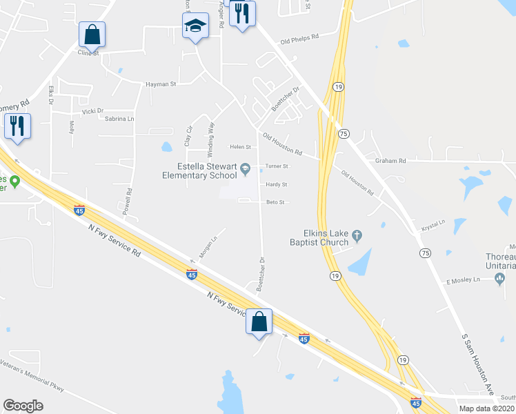 map of restaurants, bars, coffee shops, grocery stores, and more near 3508 Boettcher Drive in Huntsville