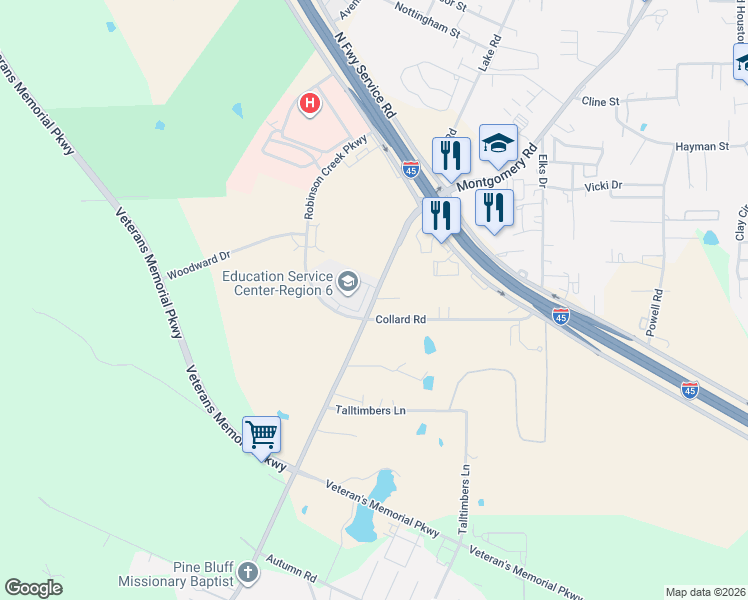 map of restaurants, bars, coffee shops, grocery stores, and more near 3345 Montgomery Road in Huntsville