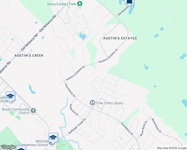 map of restaurants, bars, coffee shops, grocery stores, and more near 3905 Hideout Cove in Bryan