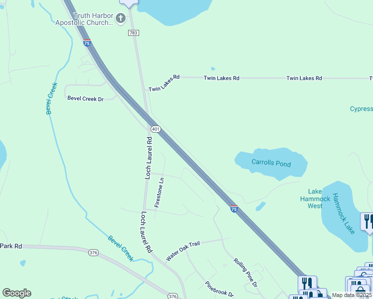 map of restaurants, bars, coffee shops, grocery stores, and more near 3529 Tree Farm Road in Lake Park
