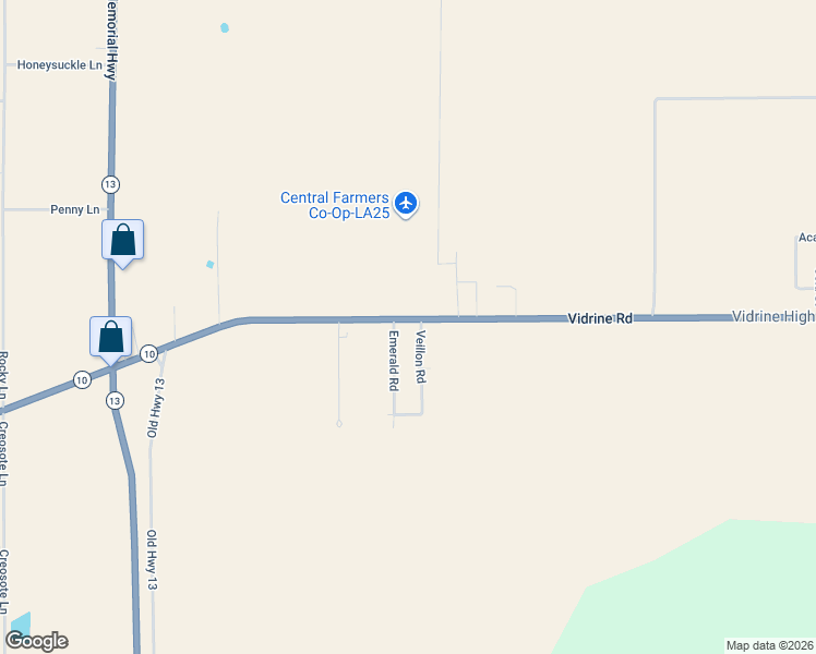 map of restaurants, bars, coffee shops, grocery stores, and more near 5666 Vidrine Road in Ville Platte